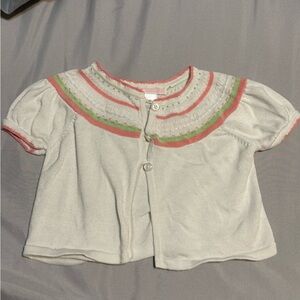 Janie and Jack Ivory Cardigan with Pink and Green Accents